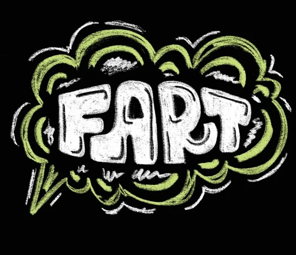 Hand-lettered graffiti-style artwork reading FART in white and green on black.